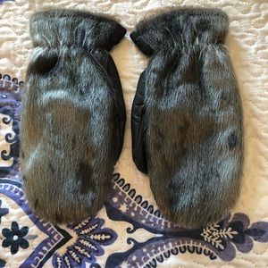 Genuine leather and genuine seal skin ladies mittens